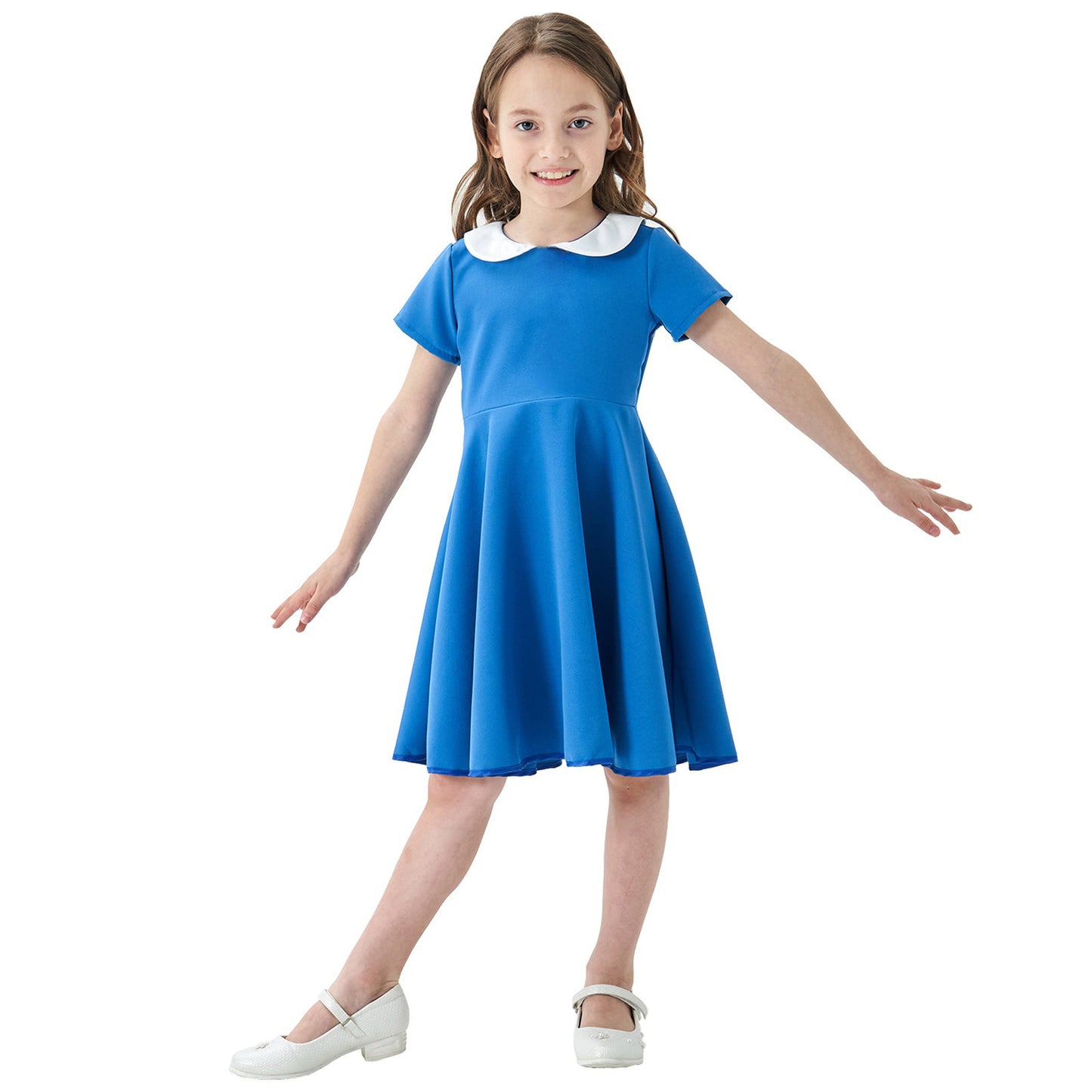 Children's Source Solid Color Peter Pan Collar Skirt Preppy Cute Children's Dress