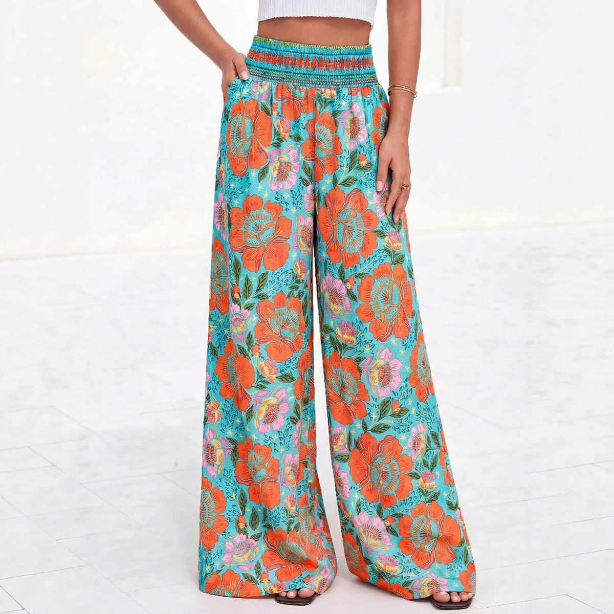 Women's Summer Comfortable High Waist Wide Leg Casual Pants