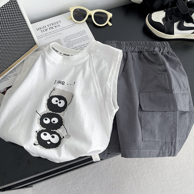 Boys Summer Korean Style Handsome Fashionable T-shirt Fashion Casual Children's Suit