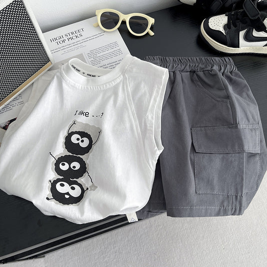 Boys Summer Korean Style Handsome Fashionable T-shirt Fashion Casual Children's Suit
