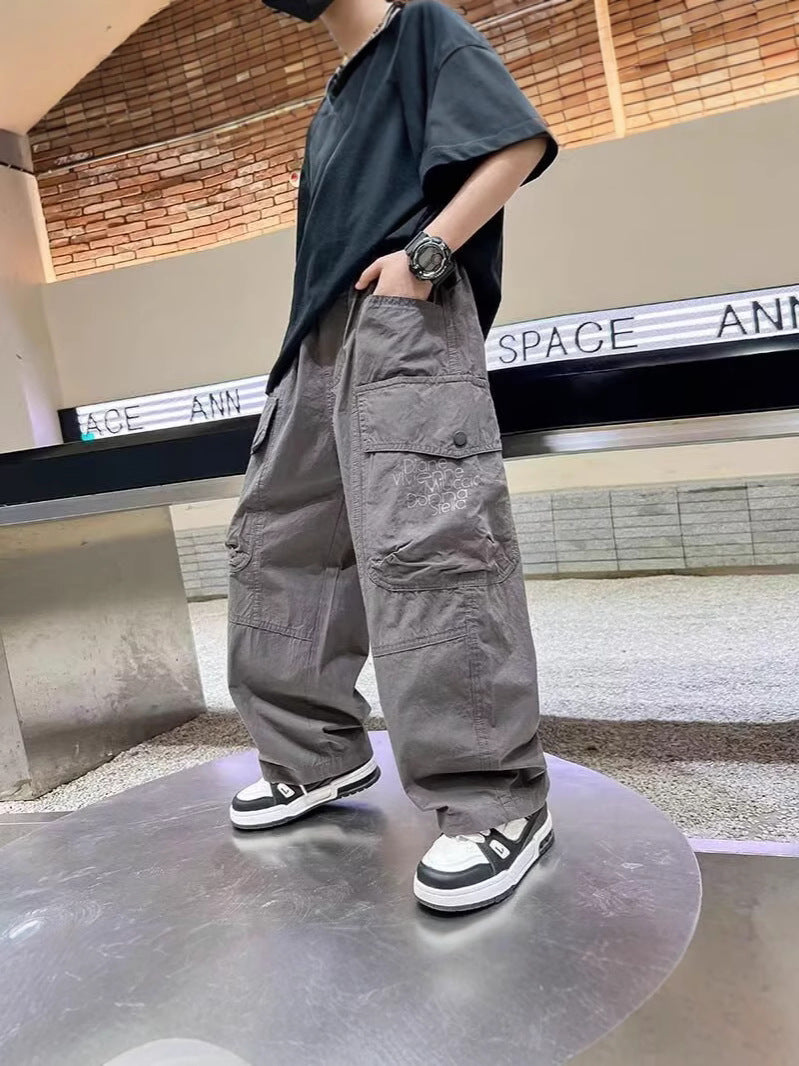 Children's Thin Overalls Loose Trousers Medium Large Handsome Children's Pants