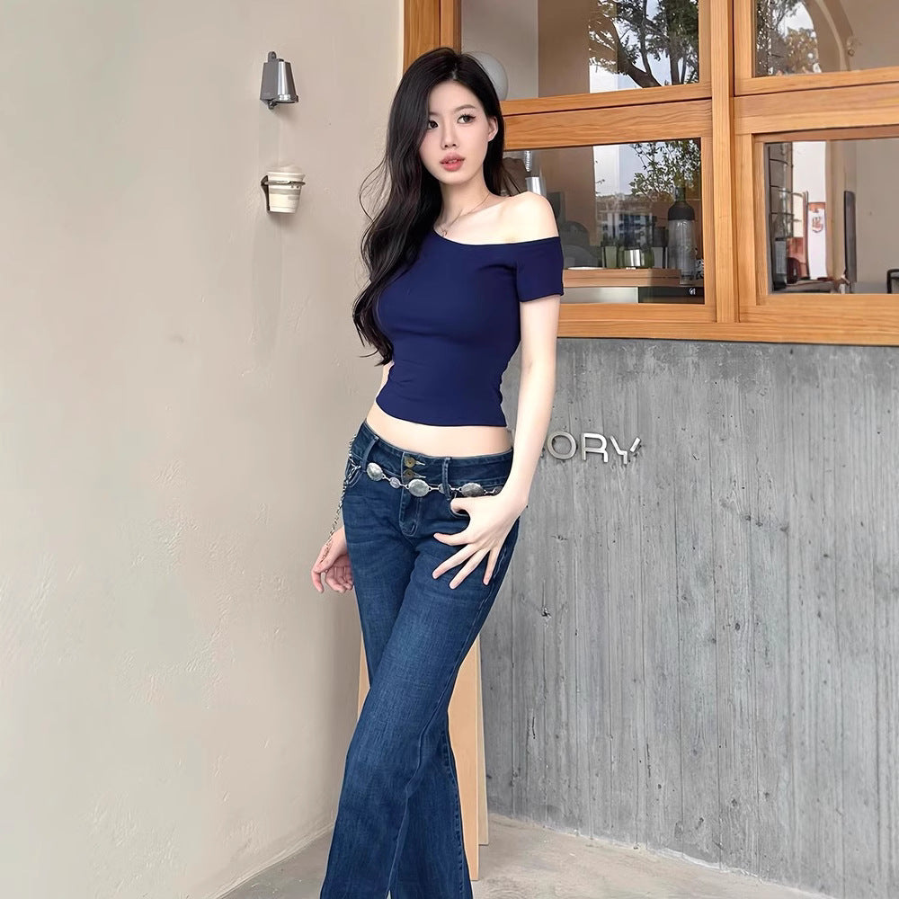 Style Elegant Sexy Hot Exposed Shoulder Women's T-shirt