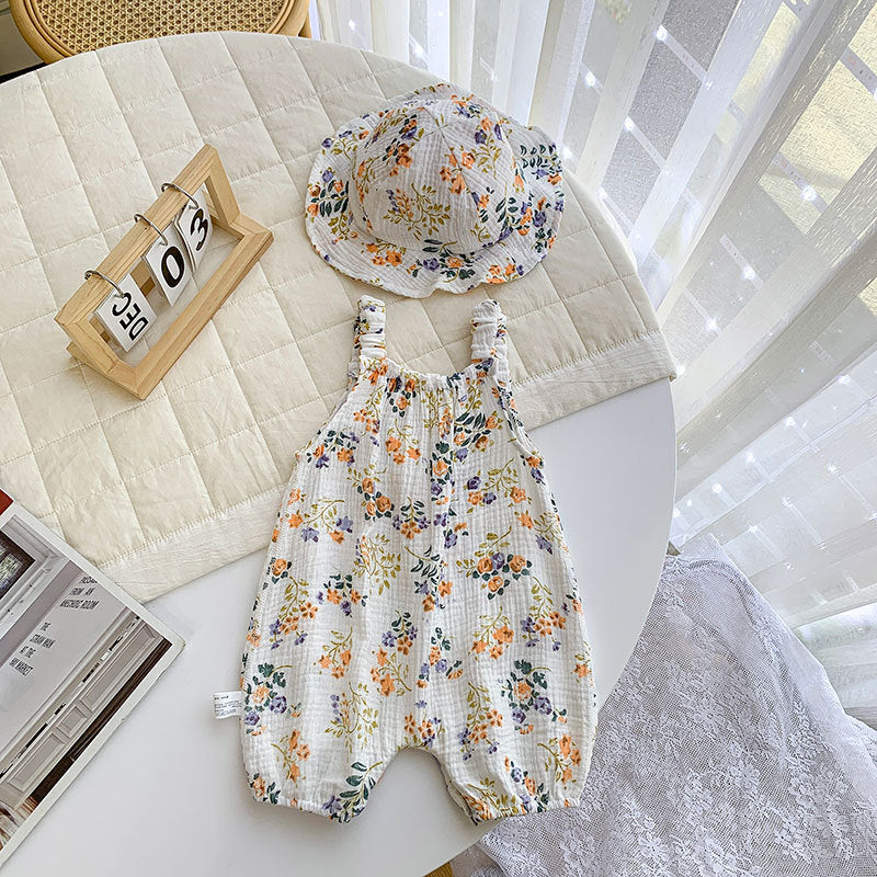 Women's & Men's Infant Rompers Gauze Printed Romper For Tank Tops Out Floral Jumpsuit, Climbing Suit
