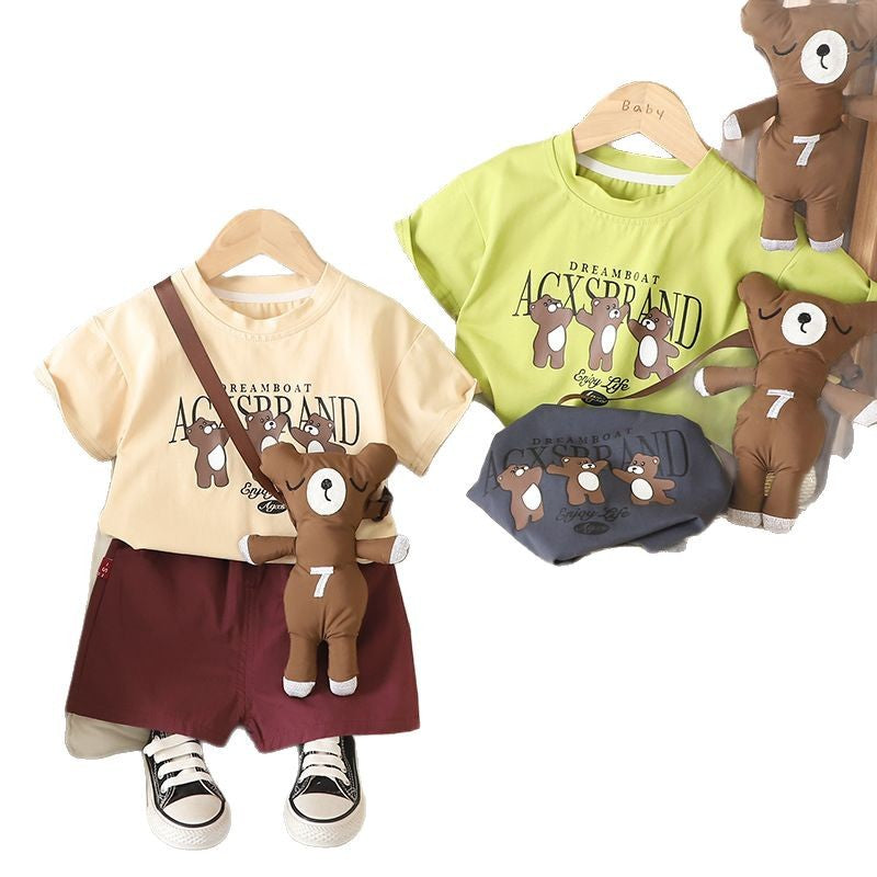 Children's Short-sleeved T-shirt Summer Clothing Shorts Clothes Children's Suit