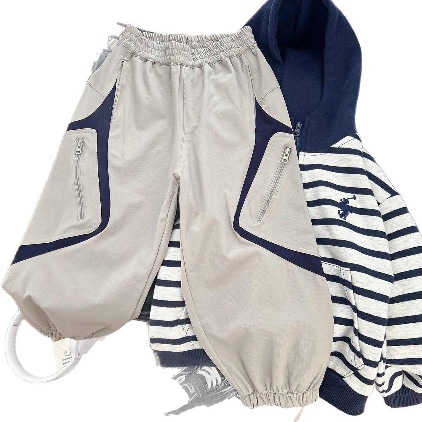 Children's Autumn Clothing Contrast Color Overalls Pocket Comfortable Children's Pants