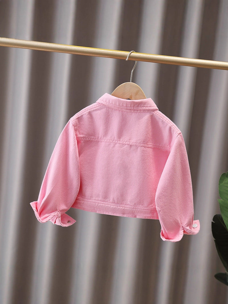 School Casual Denim Fashionable Jacket Straight Loose Children's Suit