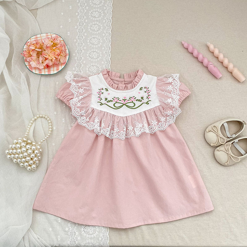 Children's Summer Embroidered Lace Skirt Romper Sisters Children's Dress