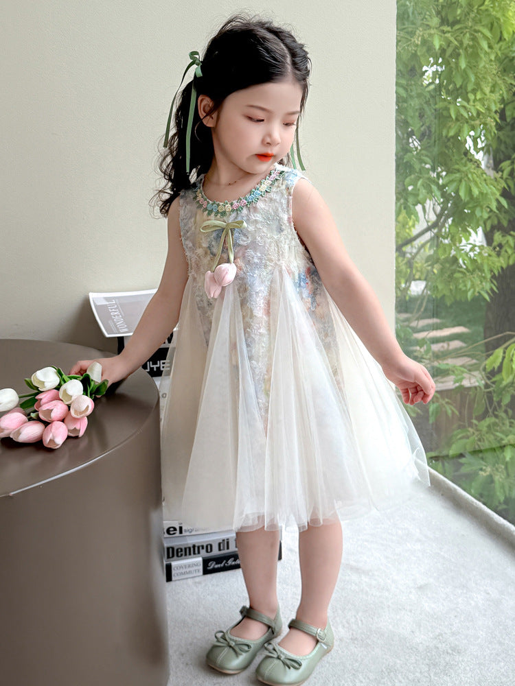 Children's Clothing Princess Skirt Vest Summer Sleeveless Chinese Children's Dress