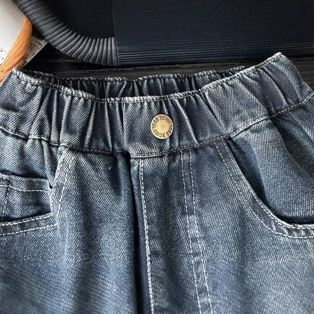 Children's Autumn Clothing Dark Denim Trousers Jeans Children's Pants