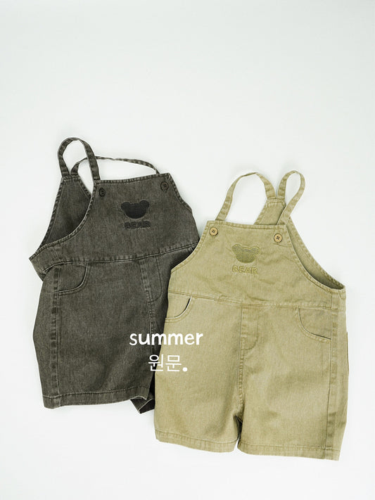 Children's Korean Style Boys Bear Embroidery Suspender Denim Children's Pants