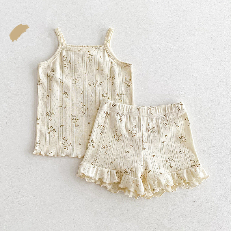 Summer Cotton Class Mori Style Floral Children's Suit