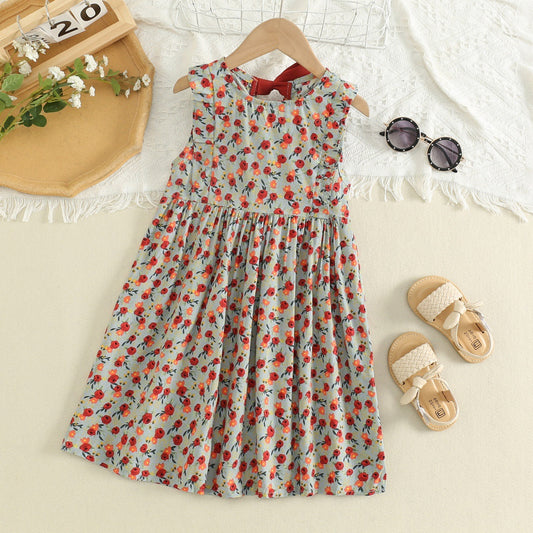Children's Summer Vest Princess Floral Skirt Clothing Children's Dress