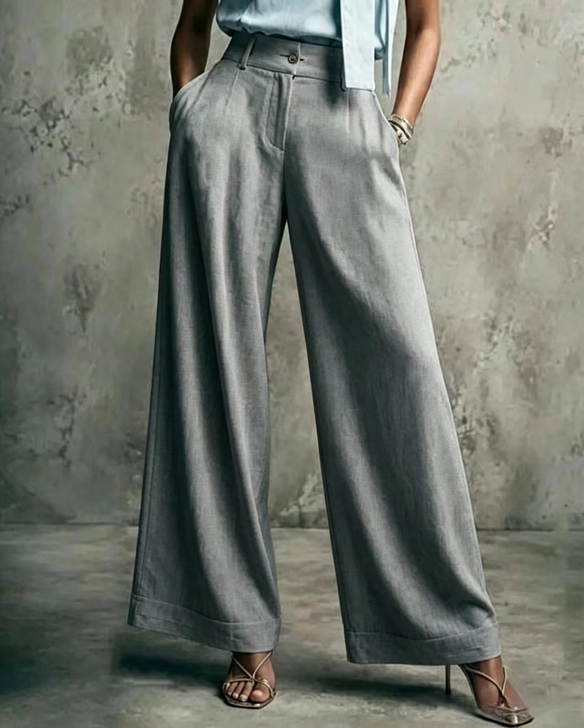 Women's Solid Color Wide Leg High Waist Loose Casual Pants