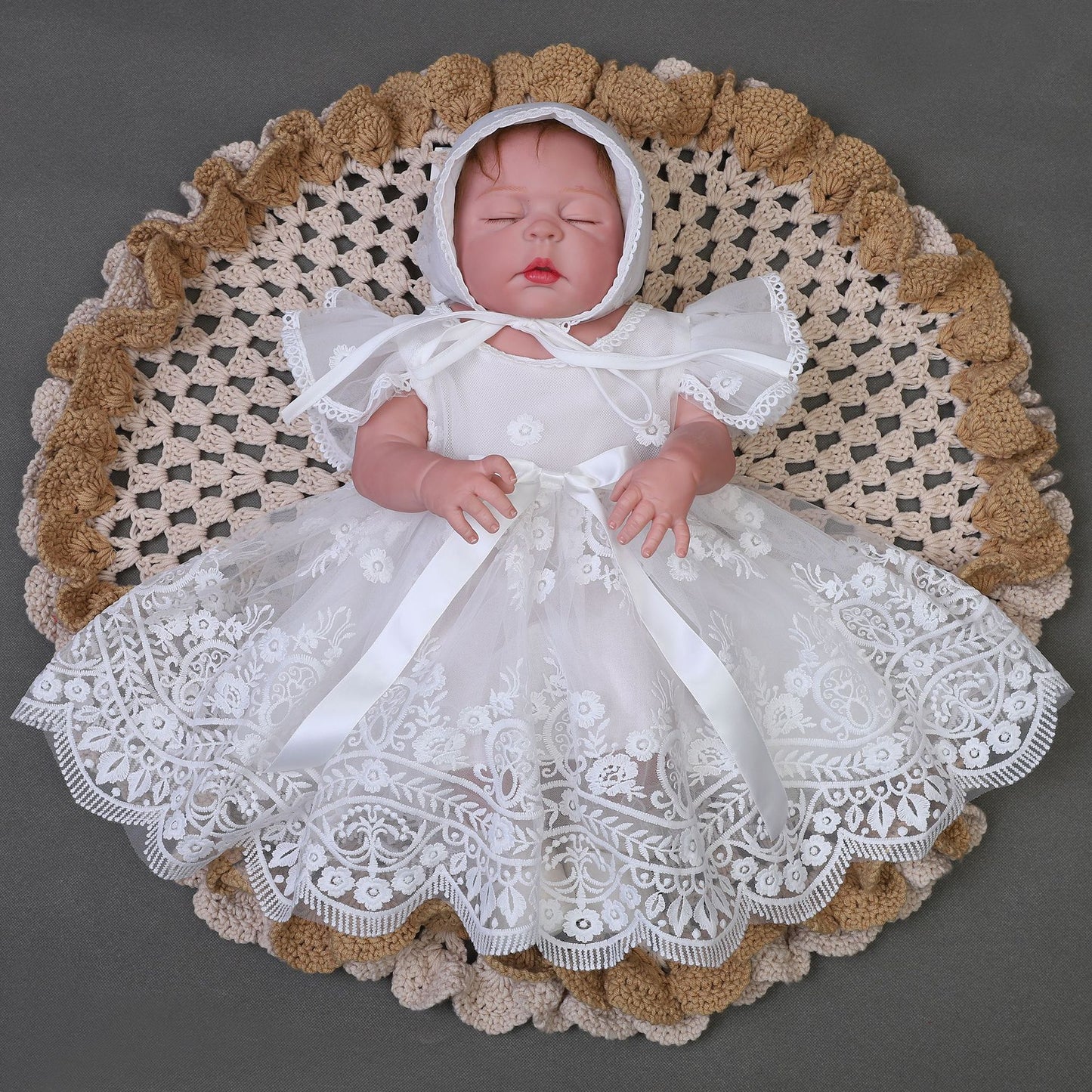 Summer Lightweight Beige Lace Princess Wedding Children's Dress