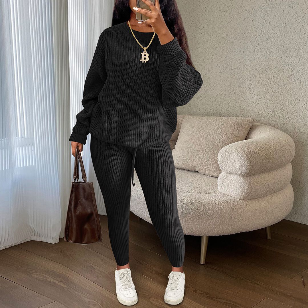 Durable Women's Knitting Trousers Woolen Yarn Fashion Casual Suit