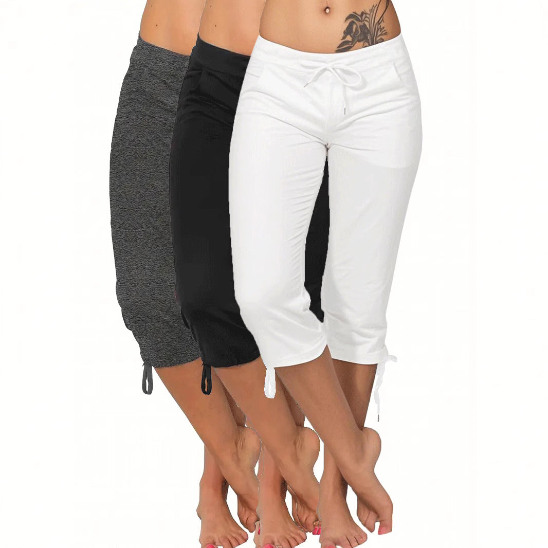 Women's Summer Tied Bow Solid Color Graceful Casual Pants