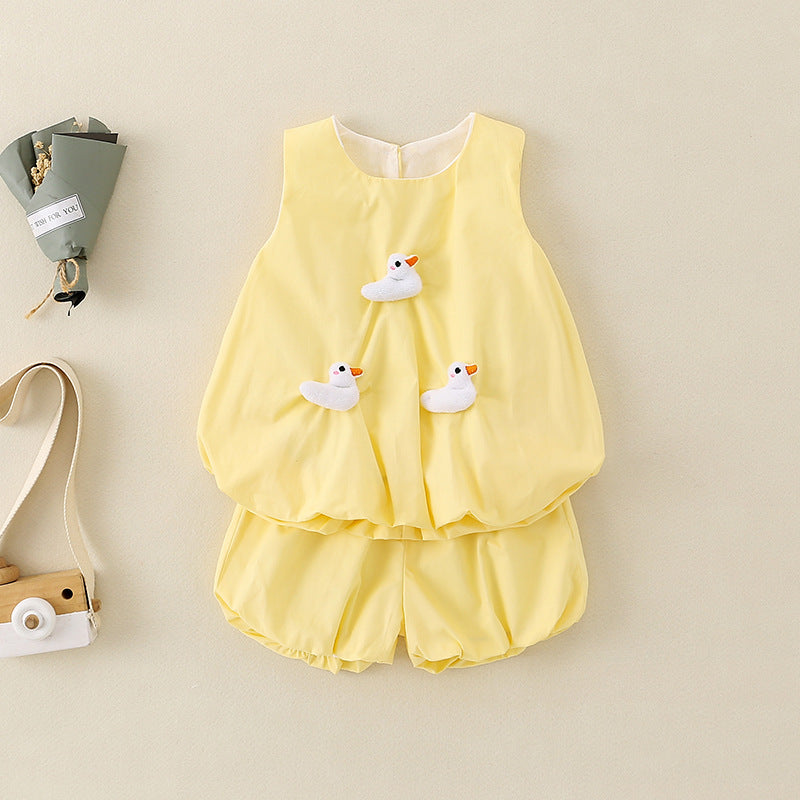 Children's Summer Sleeveless Pants Fashionable Princess Clothes Children's Suit