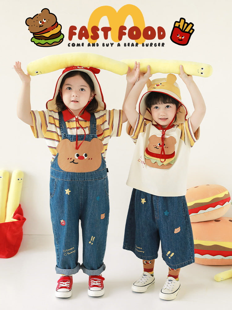 Lightweight Jeans Cute Hamburger Series Suit Children's T-shirt