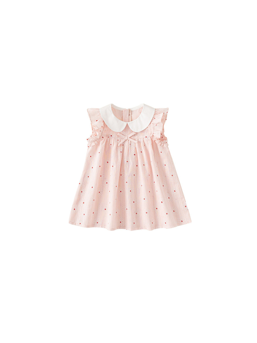 Summer Clothing Shirt Cute Contrast Color Doll Collar Little Children's Dress