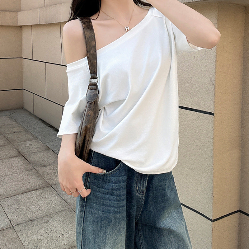 Women's Design Gray Sleeve Summer Chic Loose Women's T-shirt