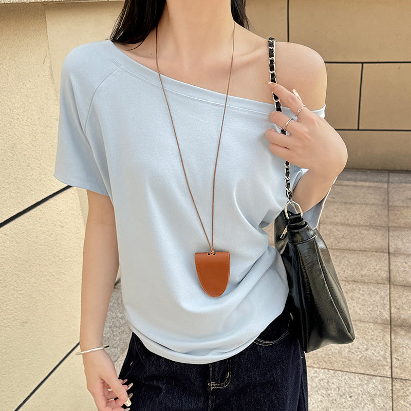 Women's Design Gray Sleeve Summer Chic Loose Women's T-shirt