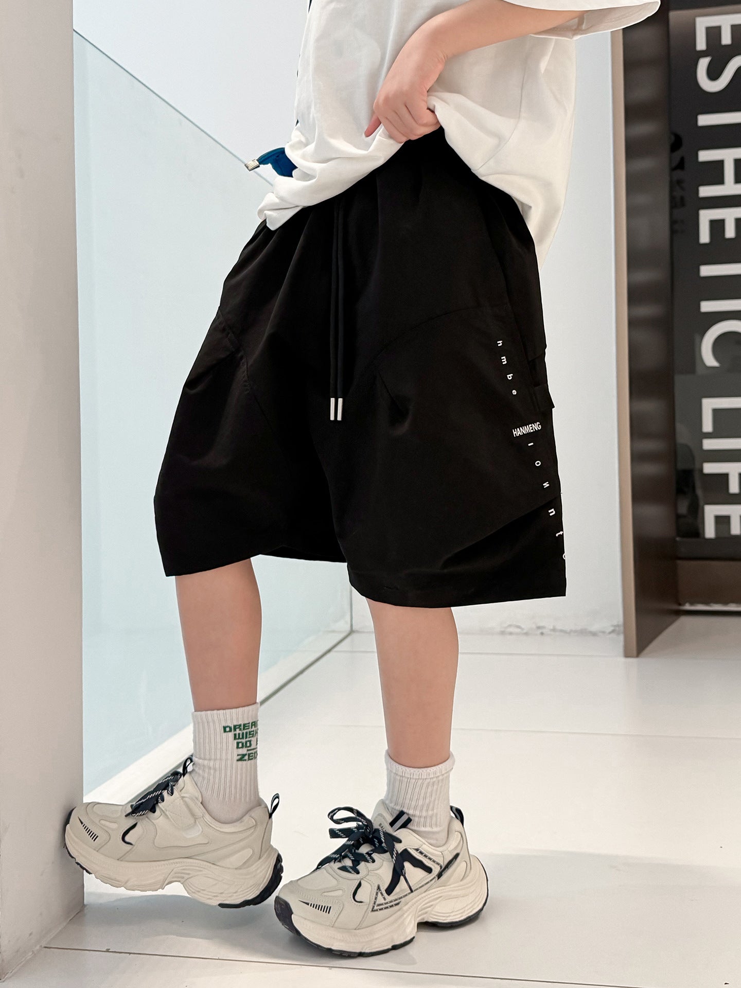 Children's Boy Summer Clothing Overalls Outer Shorts Fried Street Big Children's Pants