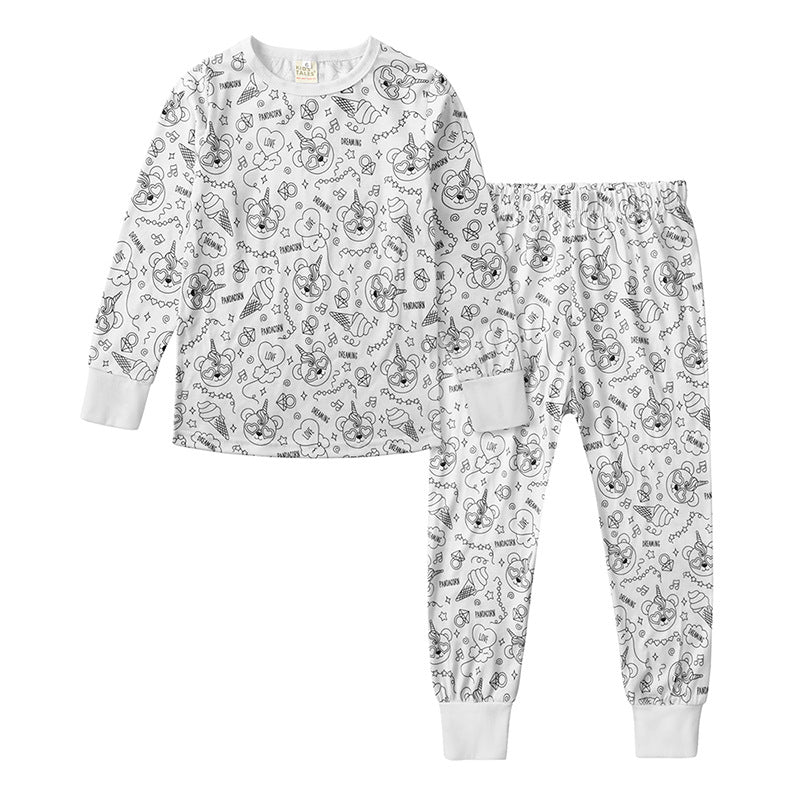 Children's Iti Pajamas Coloring Boys Sketch Set Children's Suit