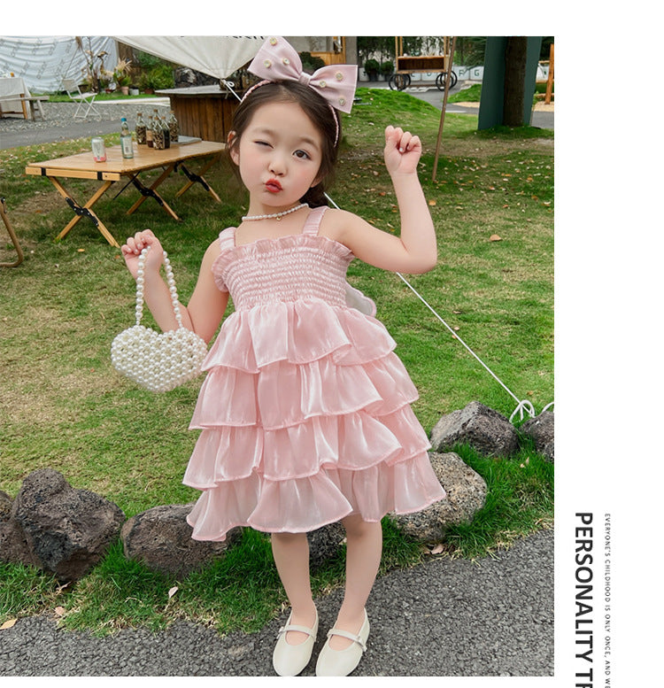 Children's Skirts Summer Western Style Clothing Cake Braces Skirt Children's Dress