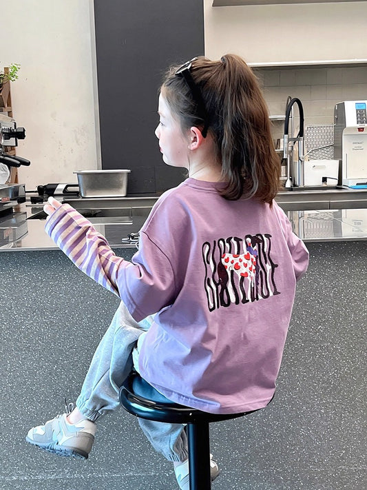 Children's Clothing Striped Fake Two Pieces Long-sleeved Bottoming Shirt Western Style Children's T-shirt