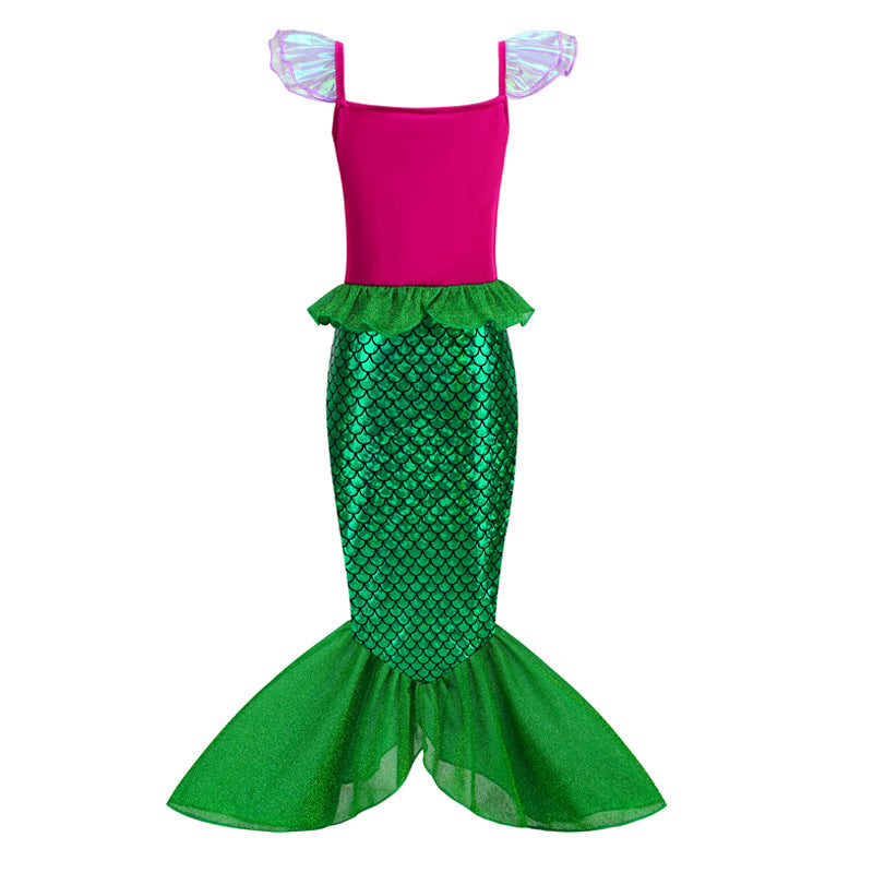 Flying Sleeve Sequins Western Style Sleeveless Princess Children's Dress
