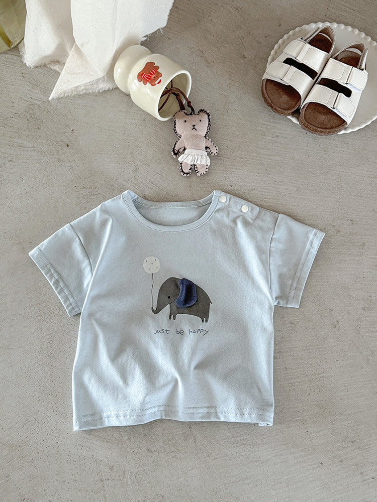 Summer Cartoon Bottoming Shirt Short-sleeved Clothes Thin Top Children's T-shirt