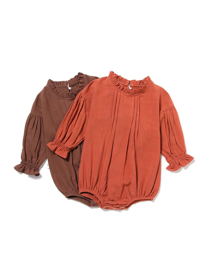Sleeve Jumpsuit Solid Color Linen Crawling Butt Wrap Clothes Jumpsuit, Climbing Suit