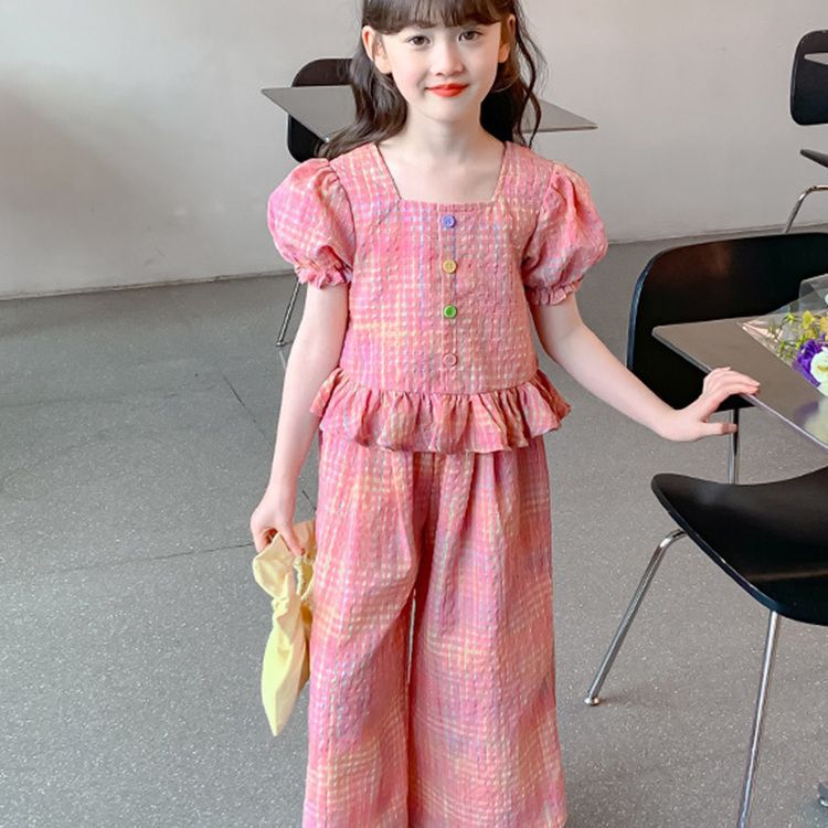 Children's Summer Fashionable Korean Style Short Sleeve Two-piece Set Children's Suit