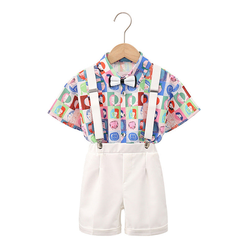 Children's Shirt Suspender Pants Leisure Vacation Wind Children's Suit