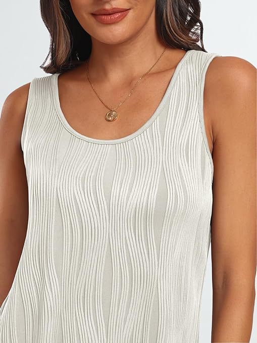 Women's Summer Casual Dreamy Texture Round Neck Sleeveless Small Vest/suspenders/tube Top