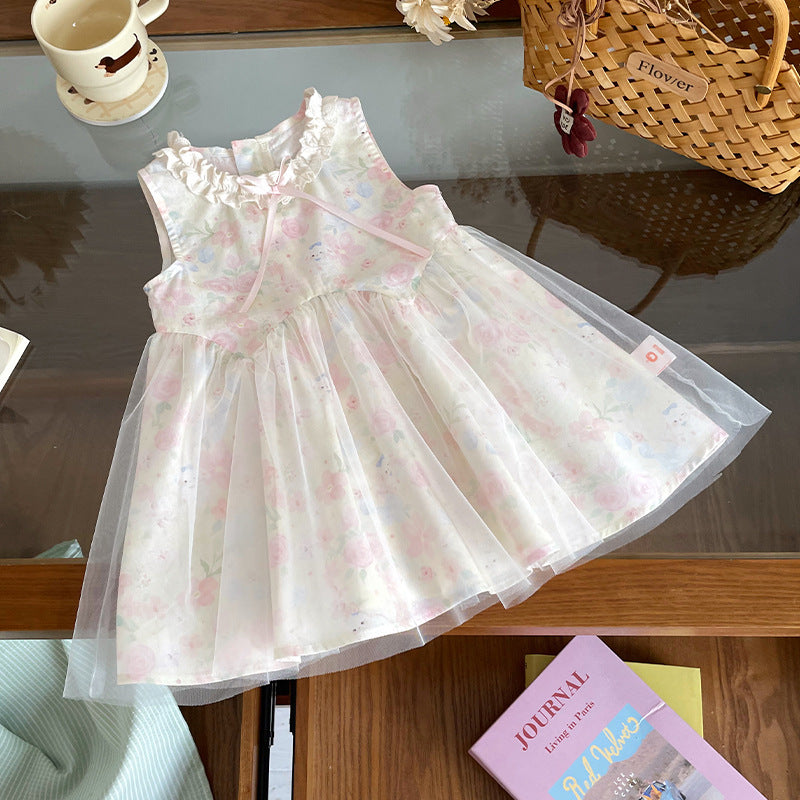 Shirt Sleeveless Mesh Princess Fashionable Skirt Children's Dress