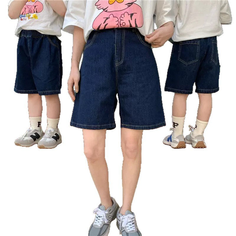 Dark Blue Retro Denim Shorts Clothes For The Whole Family Parent-child Outfit