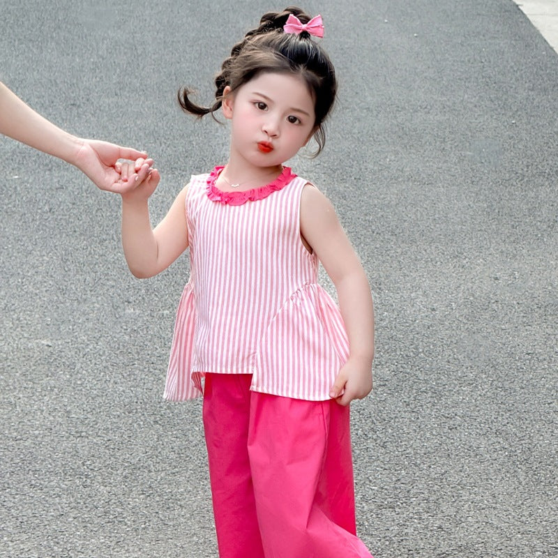 Sweet Set Summer Lace Collar Vest Children's Suit