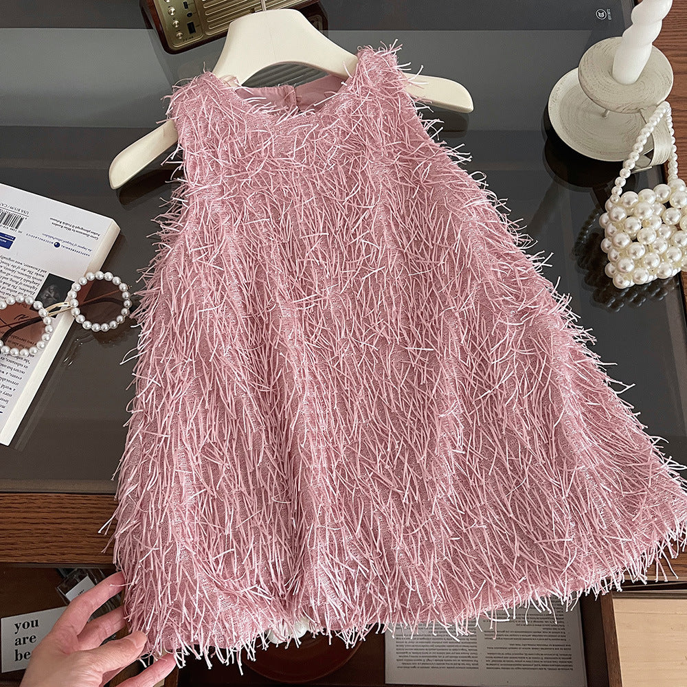 Women's Summer Korean Style Sleeveless Suspender Furry Children's Dress