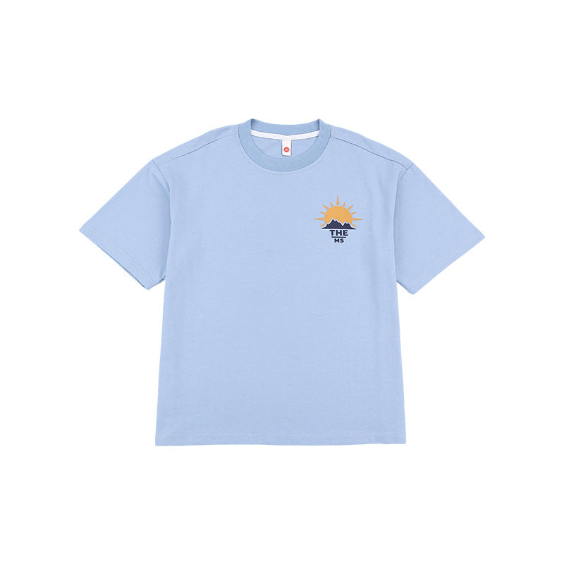 Children's Summer Breathing Printed Crew Neck Top Children's T-shirt