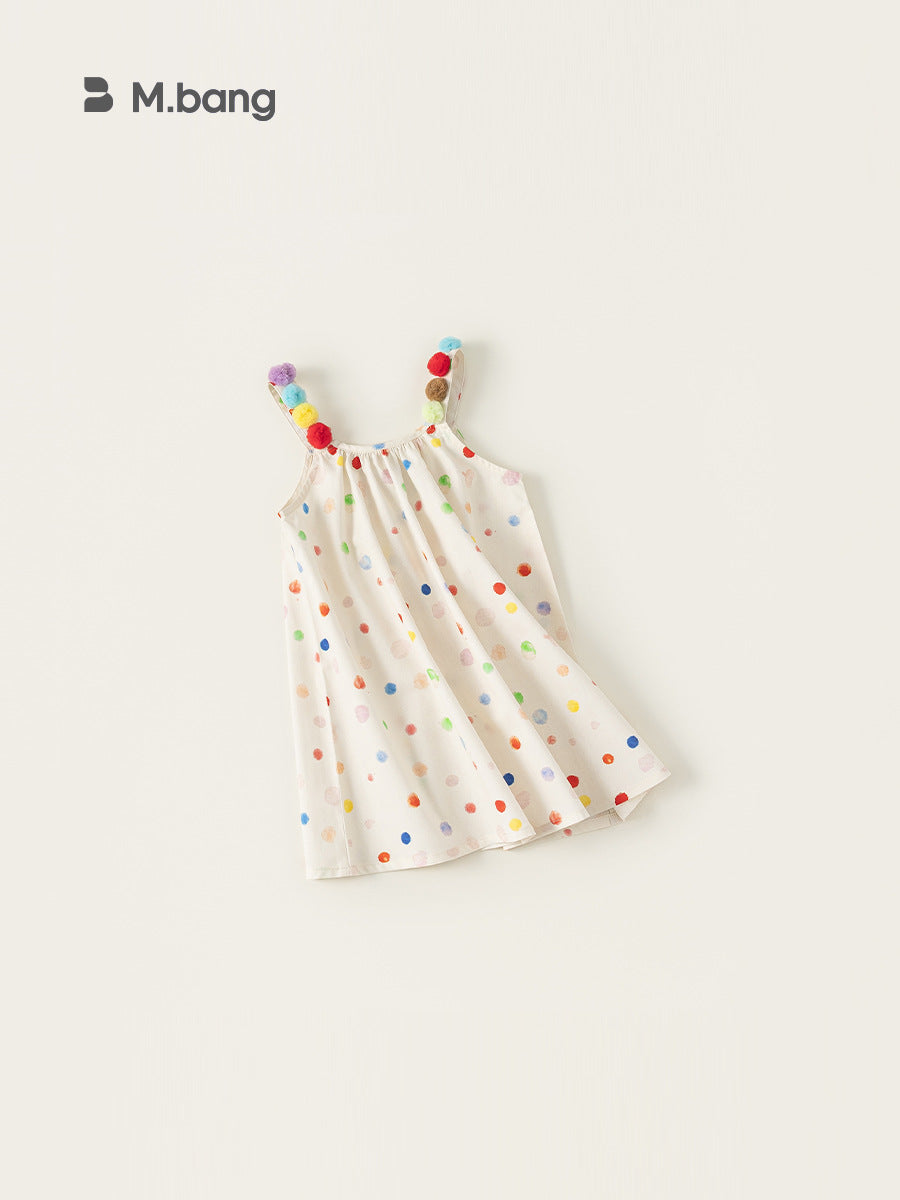 Children's Colorful Polka Dot Suspender Summer Dopamine Children's Dress