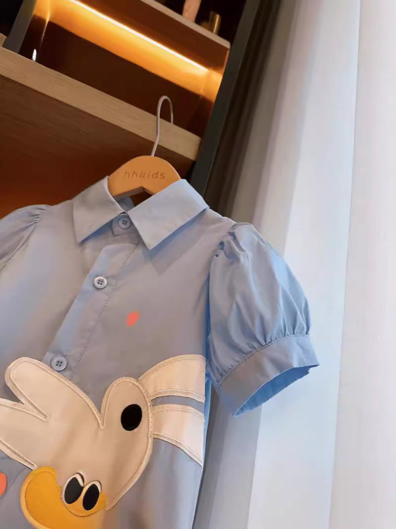 Korean Style Shirt Little Cute Bunny Short Children's Dress