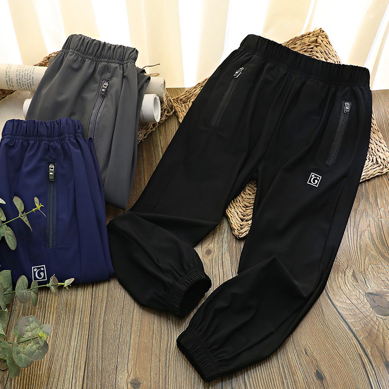 Children's Summer Air Conditioning Boys Zipper Panda Classmates Clothing Live Children's Pants