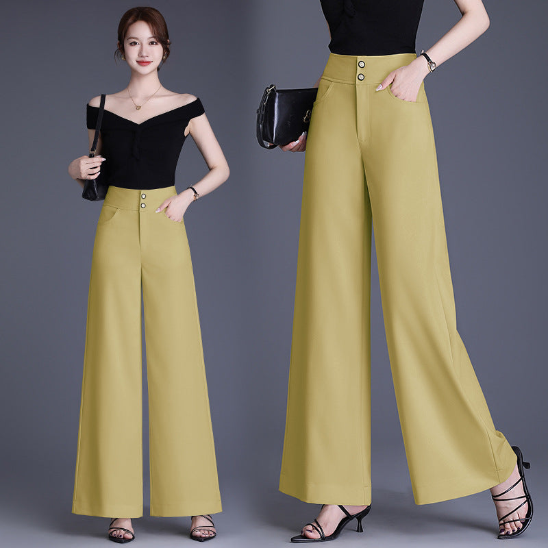 Women's High Waist Wide Leg Loose Fashion Spring Drape Versatile Casual Pants