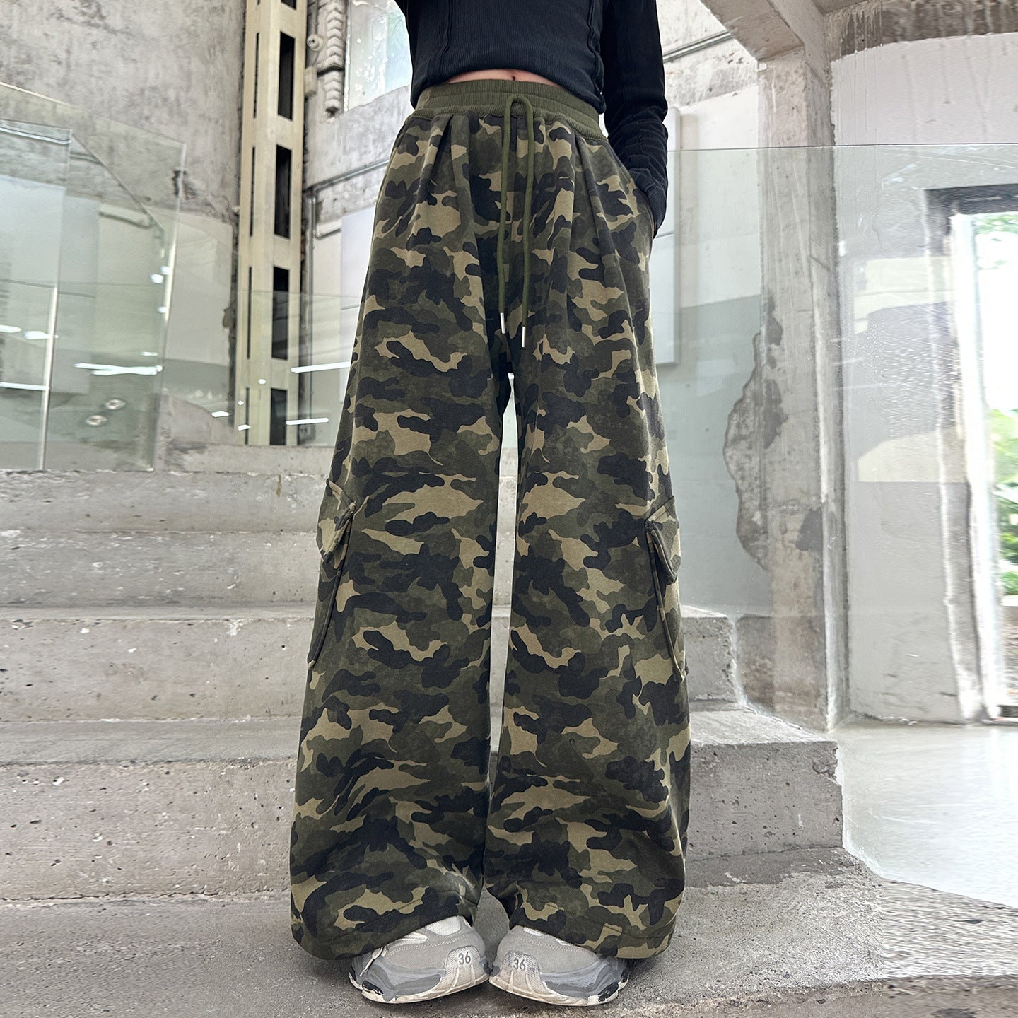Camouflage Cargo Large Pocket Middle Big Children's Pants