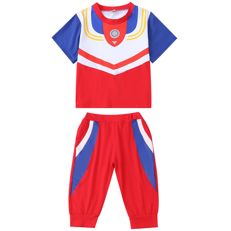 Children's Short-sleeved Cropped Pants Cloak Role-playing Stage Children's Suit