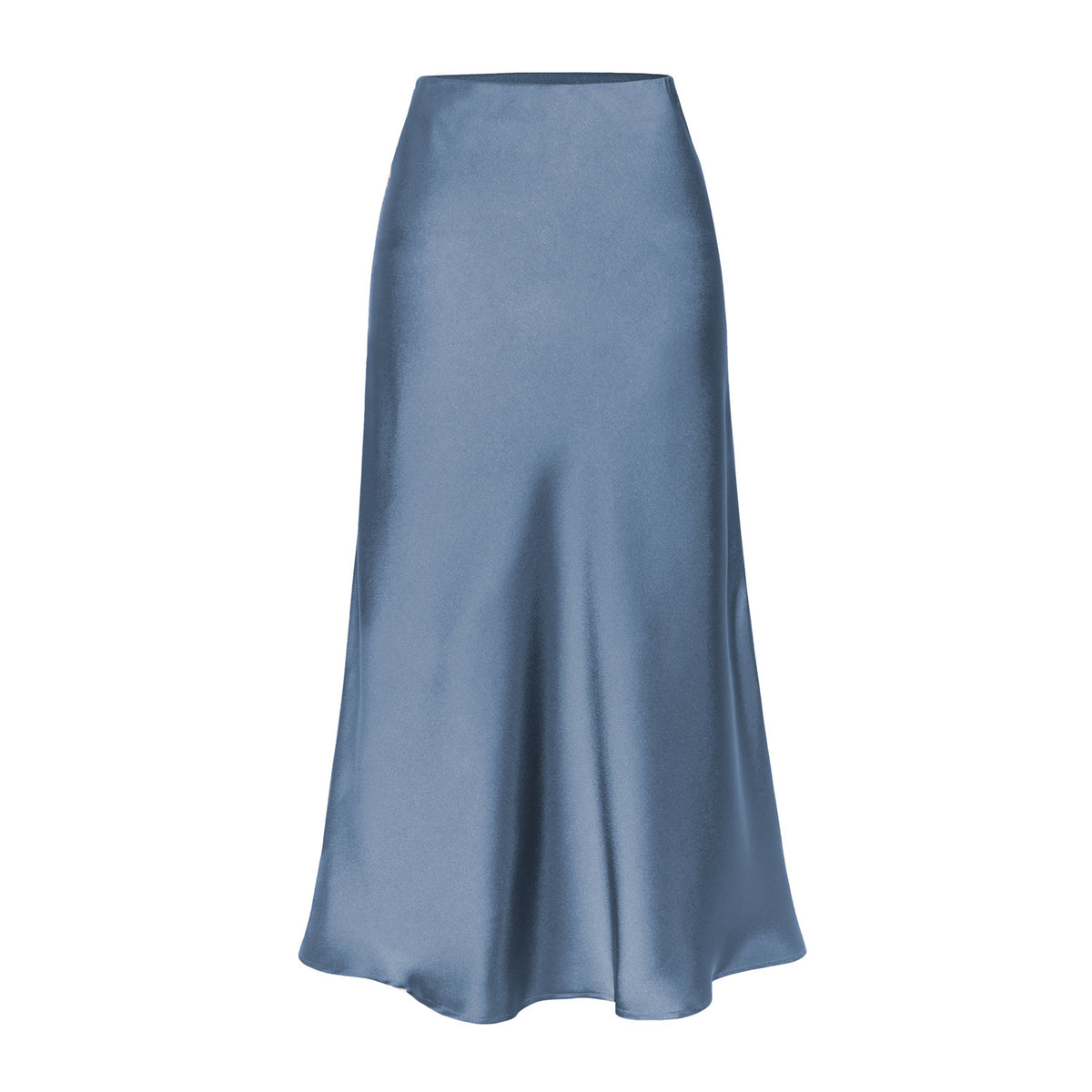 Women's Quality Acetate Satin Elastic Waist Pure Color Skirt