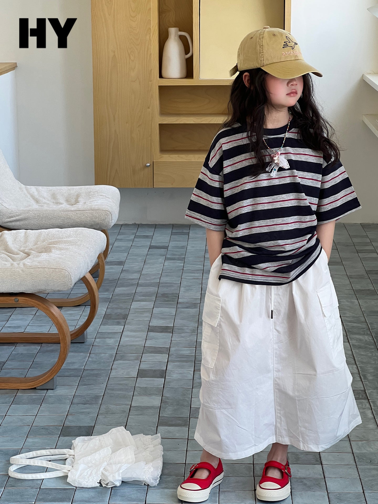 Children's Clothing Short-sleeved Western Style Striped Bottoming Children's T-shirt