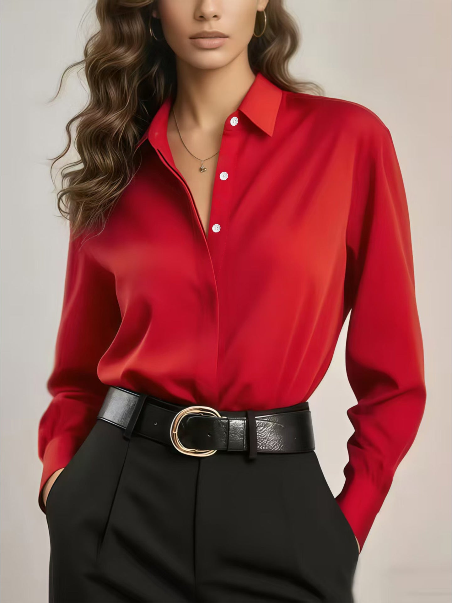 Women's White Shirt Long Sleeve Minimalist Summer Blouse