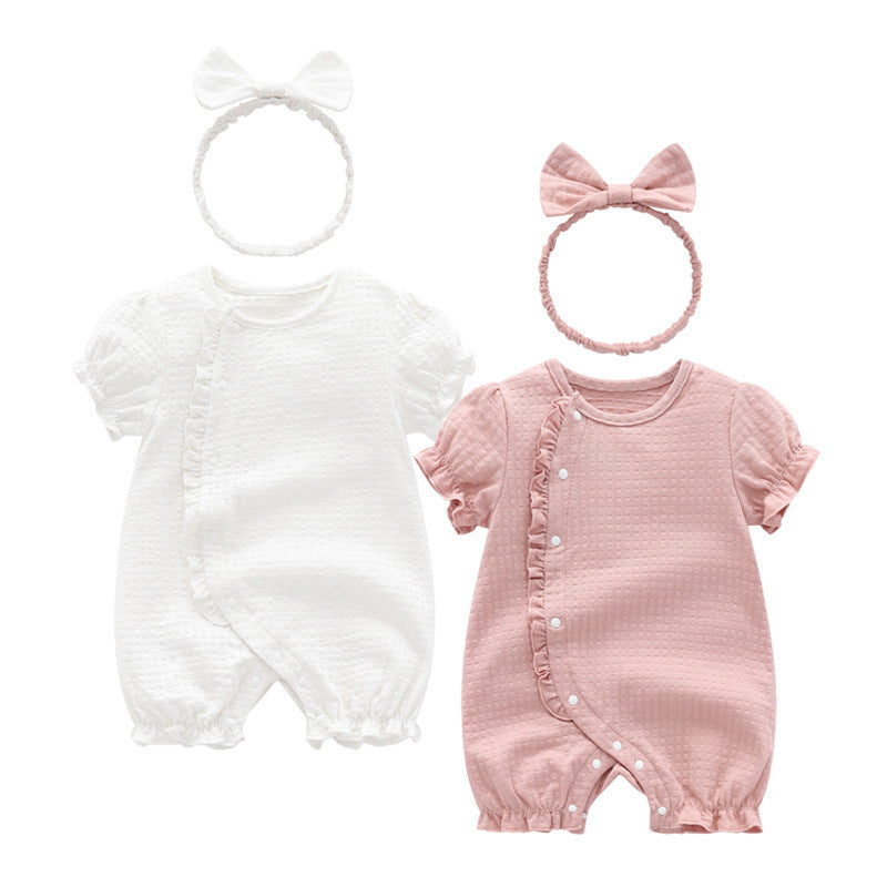 Born Cotton Short Sleeve Rompers Round Neck Korean Jumpsuit, Climbing Suit